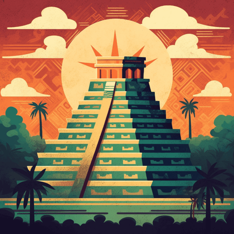 Image of Diamond painting of Chichen Itza, a famous Mayan pyramid in Mexico