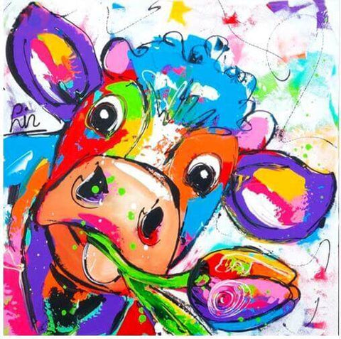 Image of Colorful Cartoon Cow Diamond Painting