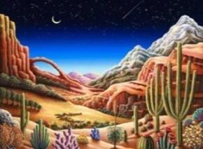 Image of Colorful Desert Landscape with Arch and Stars Diamond Painting