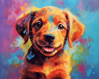 Colorful Puppy Love - DIY Diamond Painting