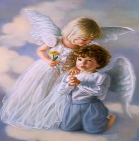 Image of Diamond Painting of Baby with Little Angel