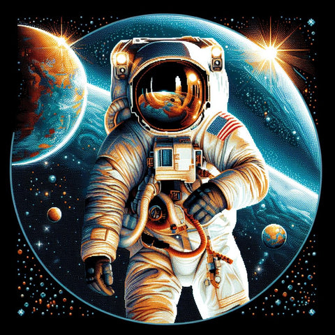 Image of Diamond painting of an astronaut floating in space