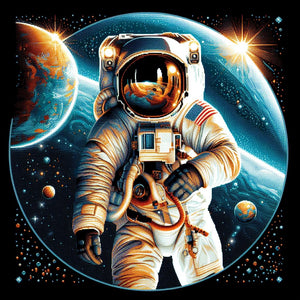 Diamond painting of an astronaut floating in space