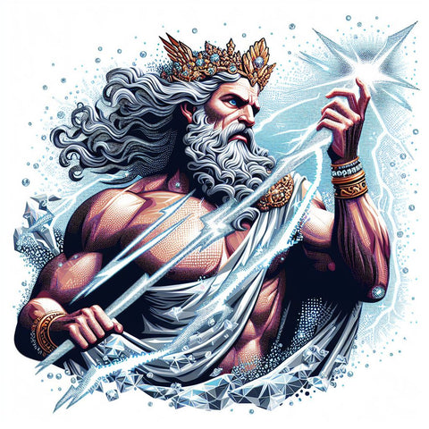 Image of Diamond painting of Zeus, the powerful Greek god of thunder and lightning.