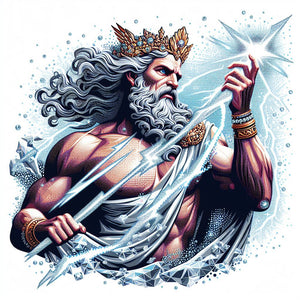 Diamond painting of Zeus, the powerful Greek god of thunder and lightning.