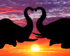 Diamond Painting of Two Elephants Forming Heart Shape at Sunset