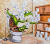 Diamond painting kit of a frog holding toilet paper