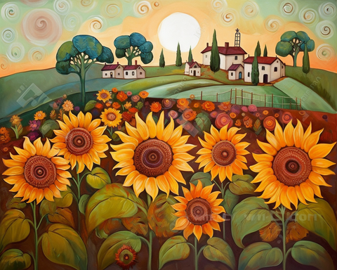 Golden Sunflower Fields - DIY Diamond Painting