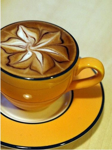 Image of Diamond painting of a latte with intricate foam art