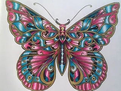 Image of Colorful mosaic butterfly with intricate patterns, vibrant colors, and detailed wings.