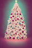 Diamond painting of a beautifully decorated Christmas tree with ornaments and a star on top