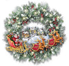 Diamond painting kit of a Christmas wreath with Santa Claus and sleigh