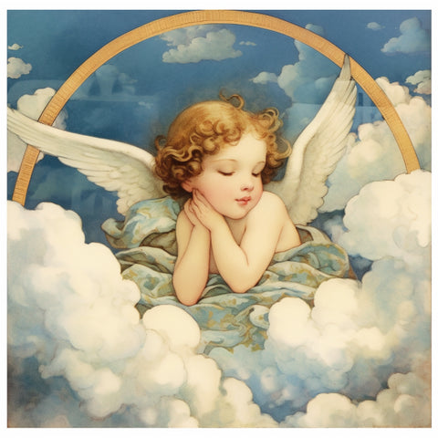 Image of Sleeping Baby Angel on Clouds - DIY Diamond Painting