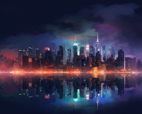 Image of Stunning Cityscape at Night - DIY Diamond Painting