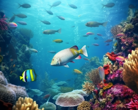 Image of Submerged Beauty: Underwater Ocean View - DIY Diamond Painting