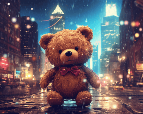 Image of Teddy's Rainy Adventure - DIY Diamond Painting