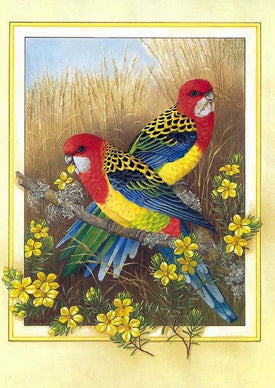 Diamond painting of two birds on a branch of tree