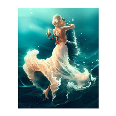 Image of Couple Dancing Underwater with Candlelight Diamond Painting