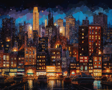 Vibrant City Skyline at Night - DIY Diamond Painting