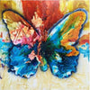 Diamond painting of a colorful, abstract butterfly with vibrant textures