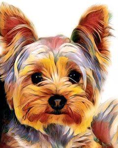 Diamond painting of a Yorkshire Terrier