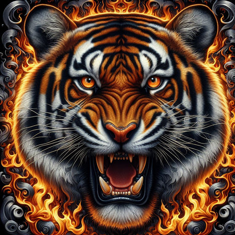 Image of Diamond painting of an abstract tiger face