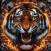 Diamond painting of an abstract tiger face