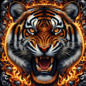 Diamond painting of an abstract tiger face