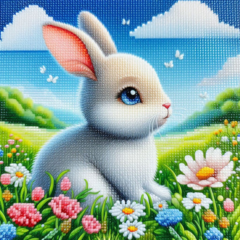 Image of Diamond painting depicting a charming bunny with a sweet expression.
