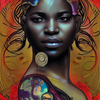 Diamond painting portrait of a beautiful African-American woman.