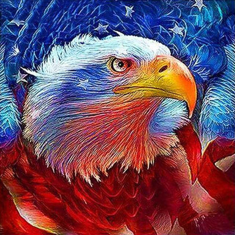 Image of Diamond painting of a majestic American eagle.