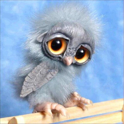 Image of Diamond painting of a fluffy baby owl