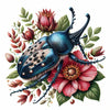 Bejeweled beetle perched on a colorful flower, diamond painting