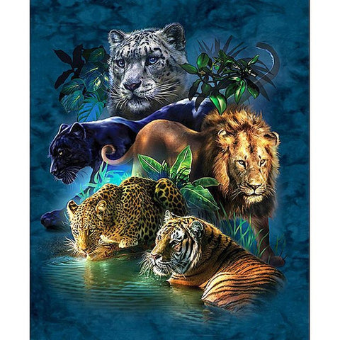 Image of Lion, Tiger, Leopard and Cheetah Resting Diamond Painting