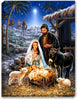 A sparkling diamond art portrayal of the biblical Nativity scene.
