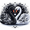 black and white swans diamond painting love heart