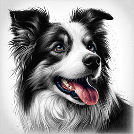 Diamond painting of Border Collie portrait