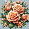 Sparkling diamond art depicting a vibrant bouquet of pink roses