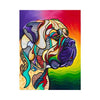 Diamond painting of a pop art portrait of a colorful bulldog.