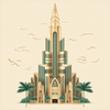 An illustration of Burj Khalifa in Art Deco style.