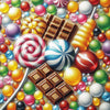 Diamond painting of a candy paradise featuring a dazzling variety of colorful candies.