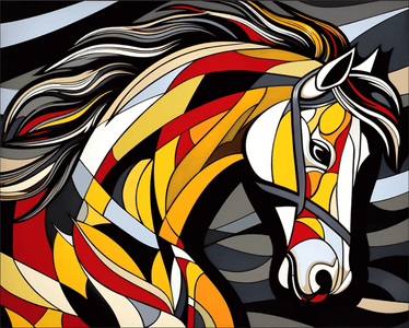 Diamond painting of a cartoon horse.