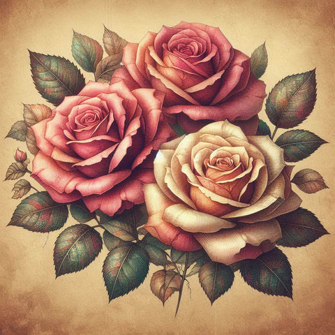 Image of Diamond painting of rose bloom