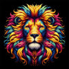 Diamond painting artwork featuring an abstract, colorful lion.