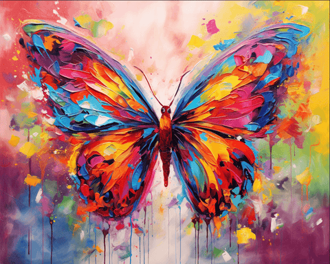 Image of Diamond Painting of a Colorful Butterfly with Vibrant Wings