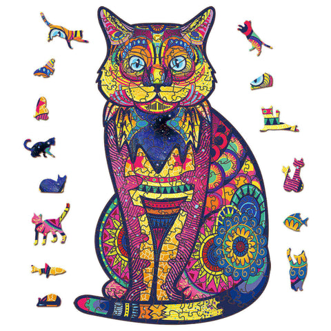 Image of Colorful Cat Wooden Jigsaw Puzzle