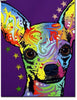 Diamond painting of a colorful Chihuahua dog with tribal patterns