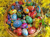 Diamond painting of a basket filled with colorful, hand-painted Easter eggs