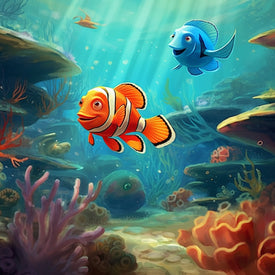 Diamond Painting of Colorful Fish Swimming in a Vibrant Coral Reef