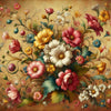 Diamond painting of a colorful floral bouquet